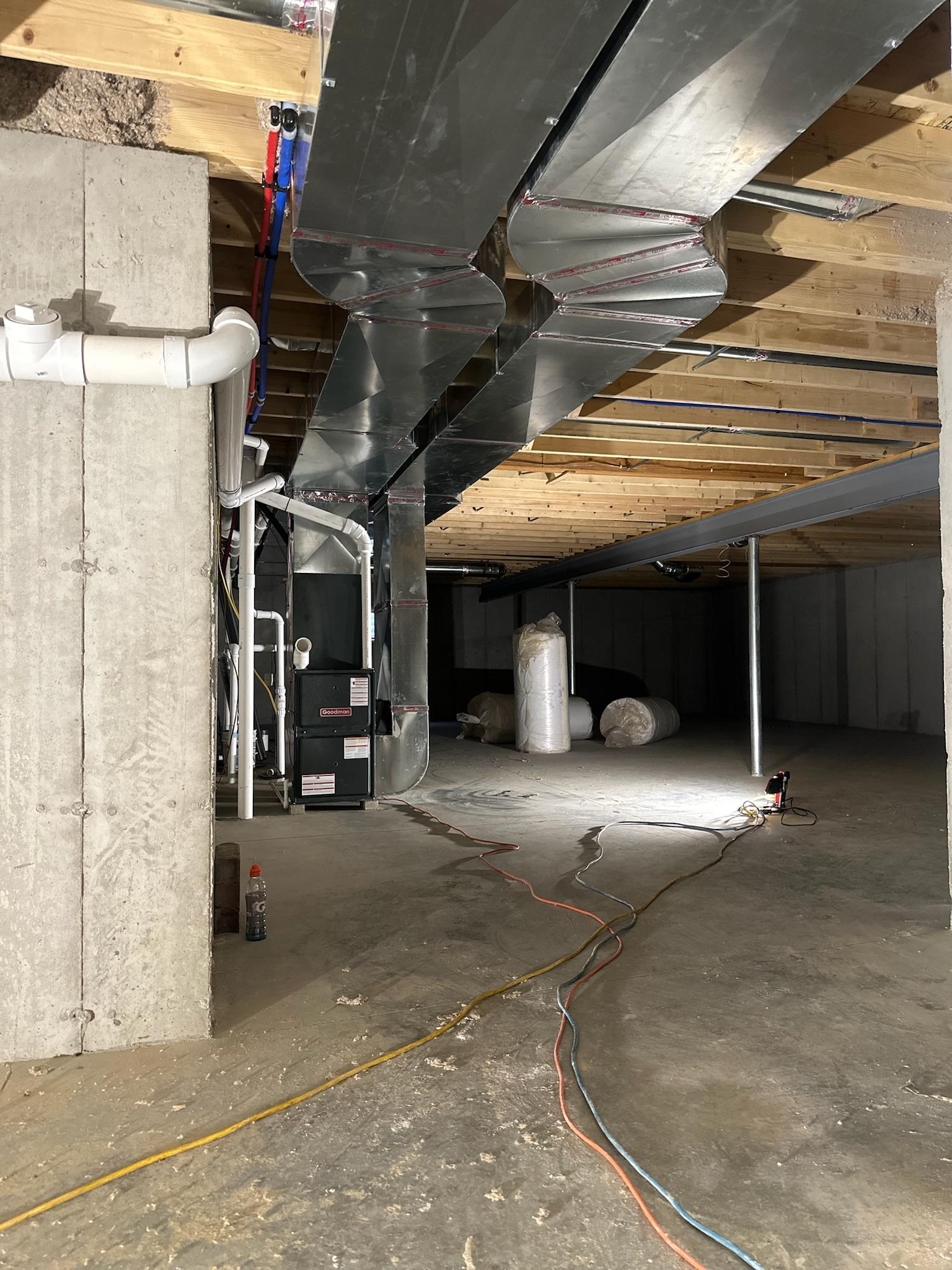 Project residential basement ductwork install