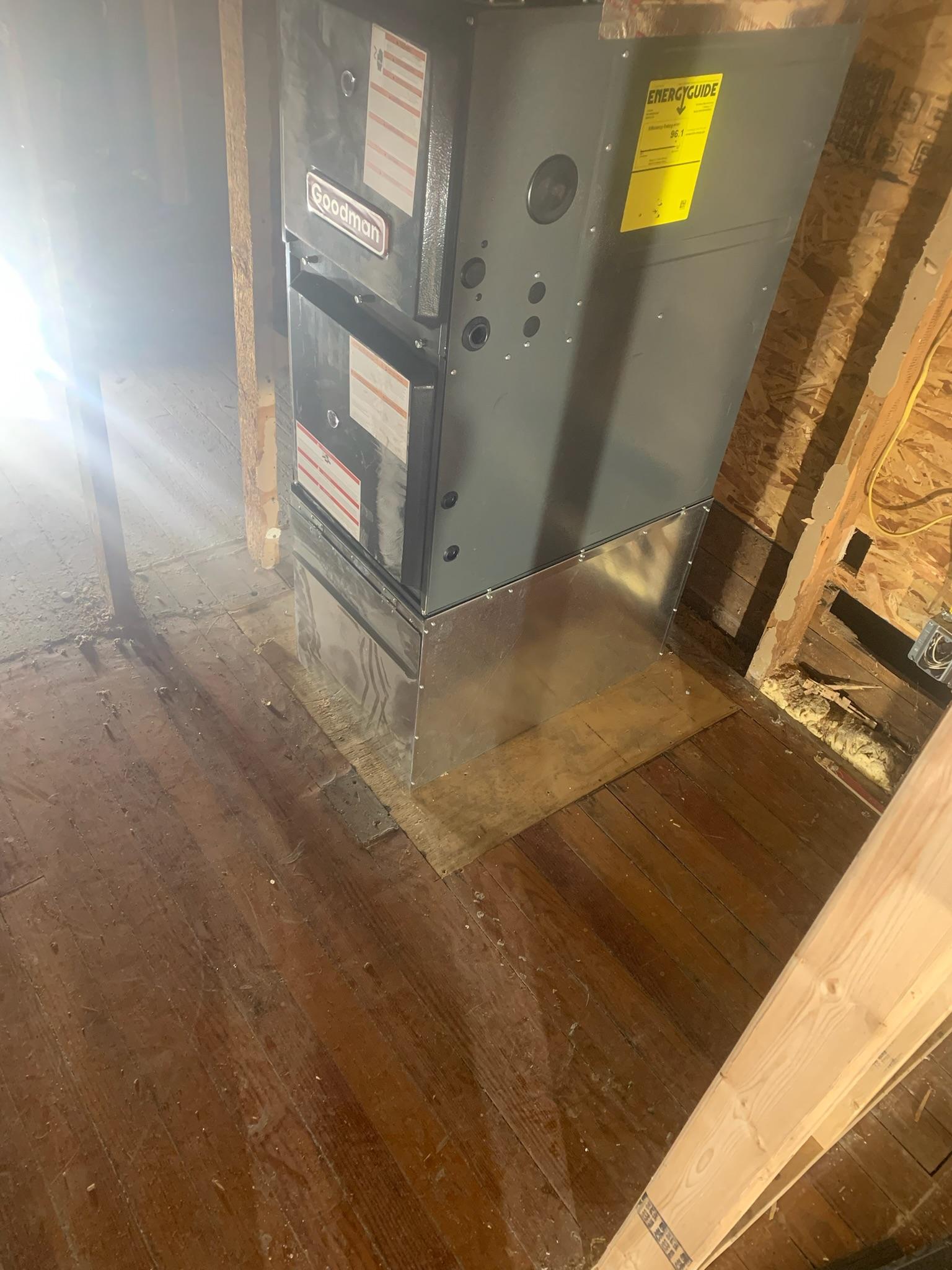 Project residential furnace install closet